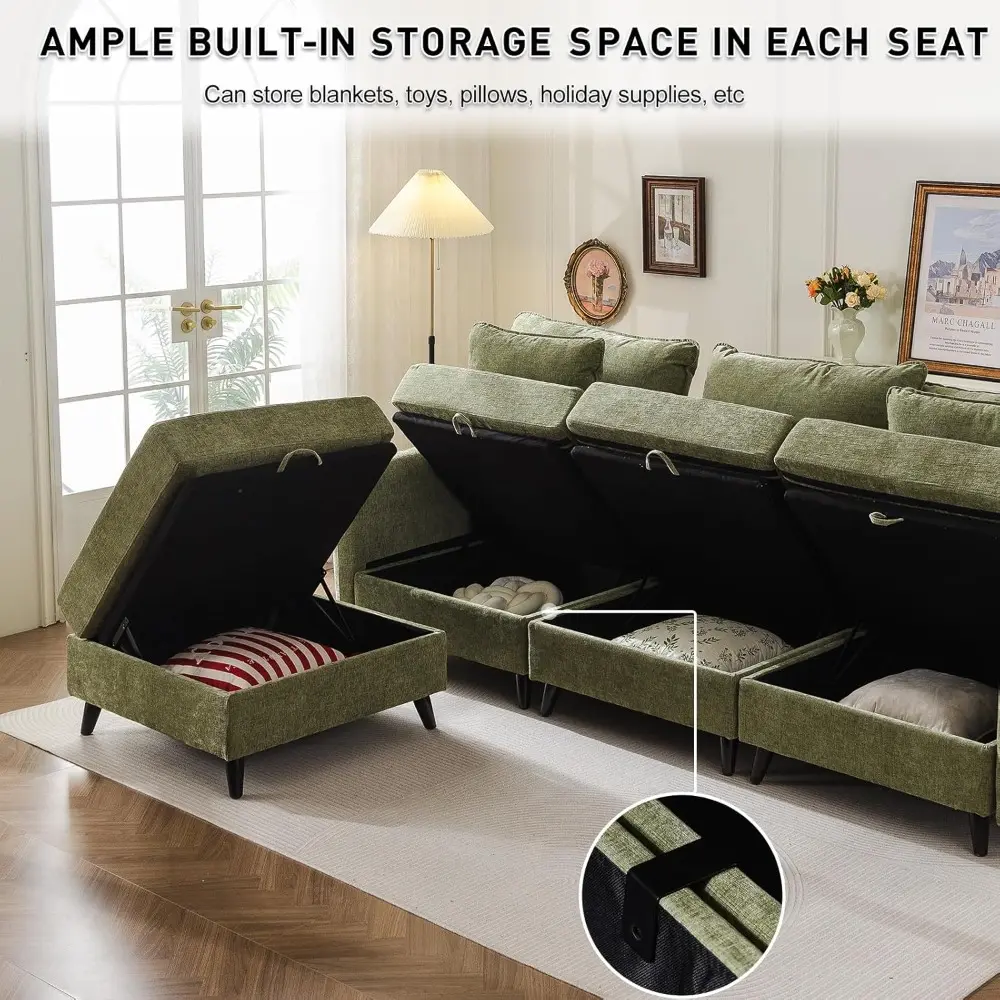 104'' Modular Sectional Sofa with All Seats Storage, Oversized L Shaped Couch for Living Room,3-Seater Comfy Cloud Couches with