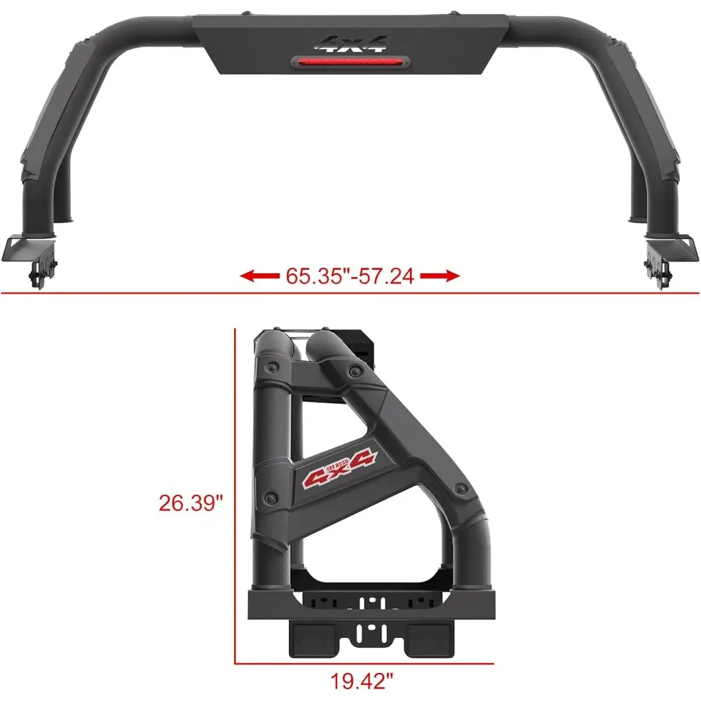 Universal Truck Bed Roll Bar, Adjustable Sport Bar Chase Rack Compatible with Dodge Ram 1500/2500/3500,Ford F-150/F-250/F-350, T