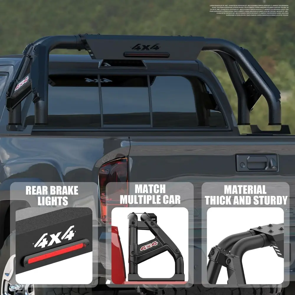 Universal Truck Bed Roll Bar, Adjustable Sport Bar Chase Rack Compatible with Dodge Ram 1500/2500/3500,Ford F-150/F-250/F-350, T