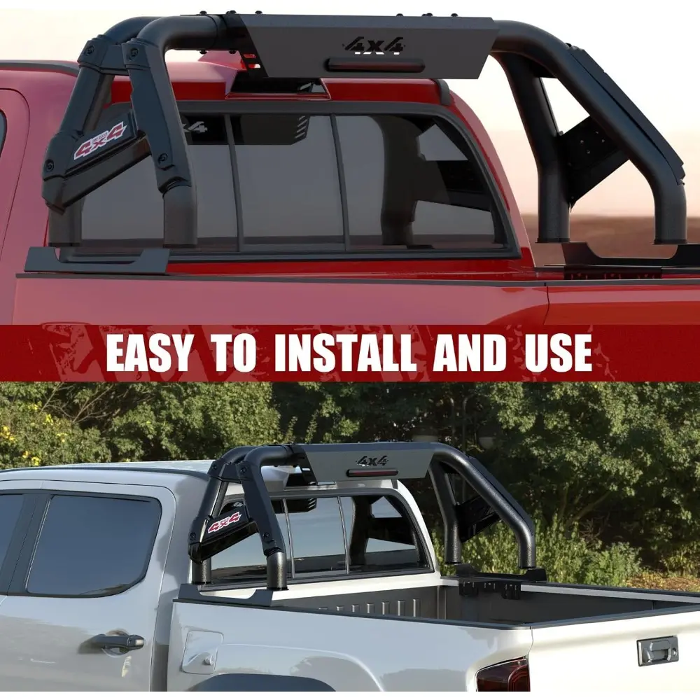 Universal Truck Bed Roll Bar, Adjustable Sport Bar Chase Rack Compatible with Dodge Ram 1500/2500/3500,Ford F-150/F-250/F-350, T