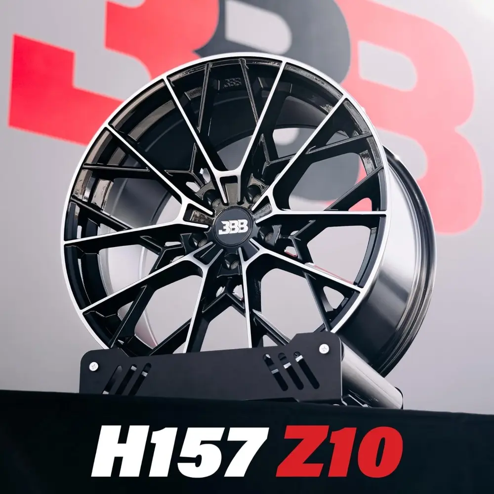 Big Baller Brand H157 Z10 Gloss Black with Machined Face Passenger Car Automotive Aluminum Car Wheels Fits Lug Vehicles, Passeng