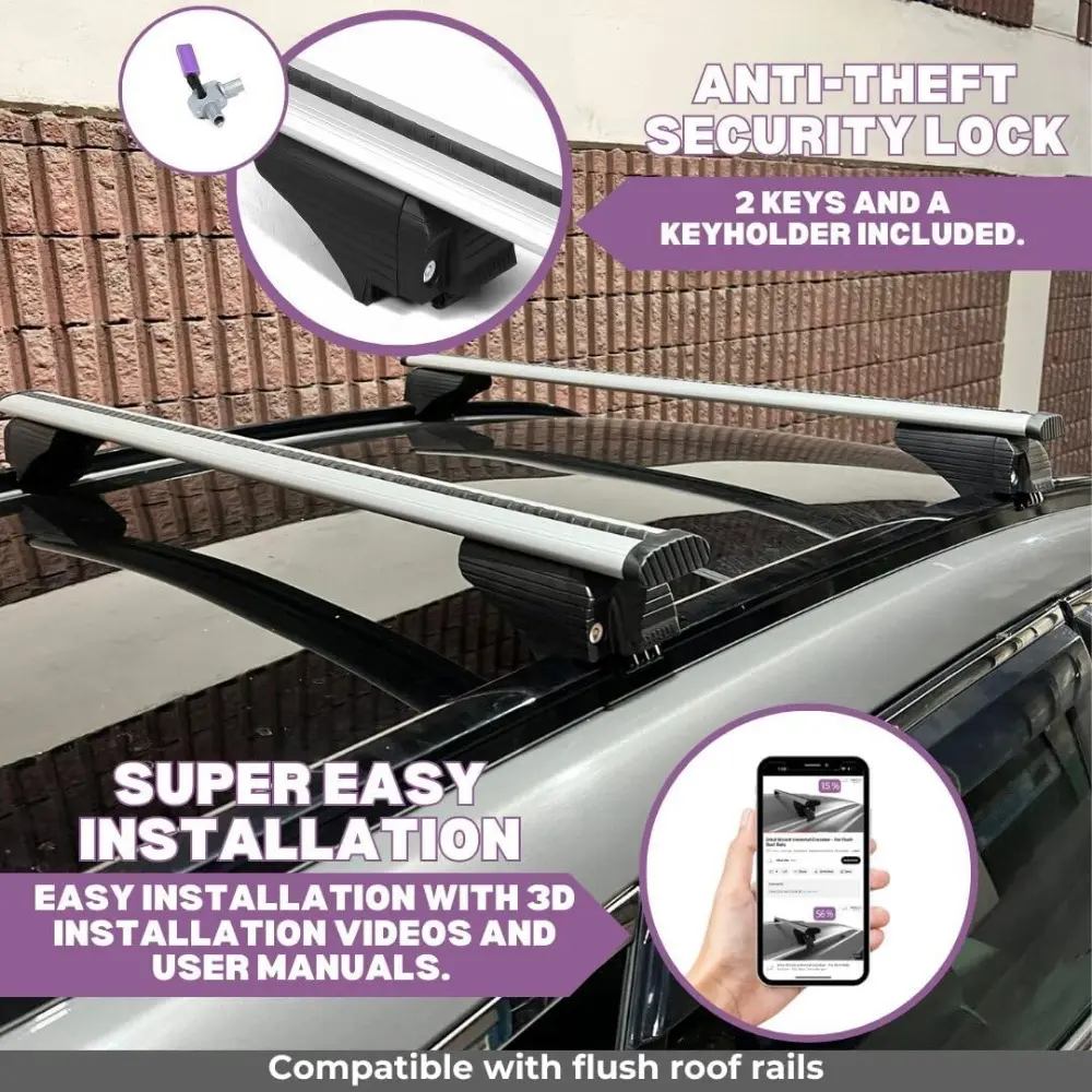 Roof Rack Cross Bars for GMC Yukon, Yukon XL 2021-2025 | Aluminum Crossbars with Anti Theft Lock for Rooftop | Compatible with