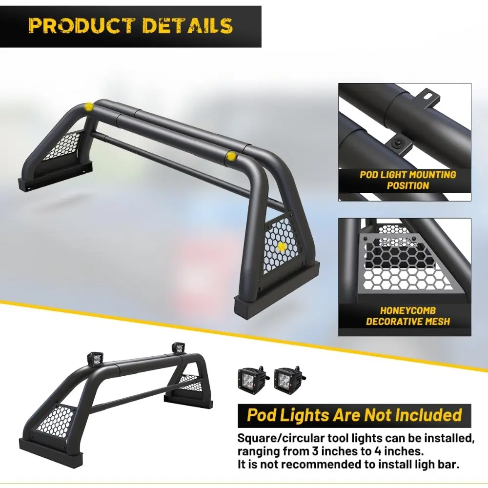 Classic Roll Bars for Universal Full Size Pickup Trucks, Adjustable Chase Rack Roll Bar for Chevrolet S-10 Colorado/GMC Sonoma/J