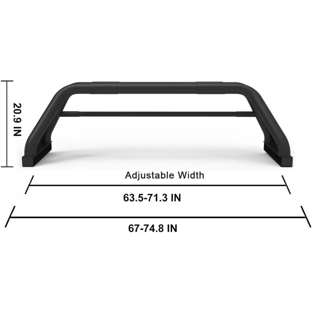 Roll Bar for Truck Bed Bar Universal Fit for Full Sizes Pickup Trucks Adjustable Truck Sport Bar Textured Black, WFX-NI101-1