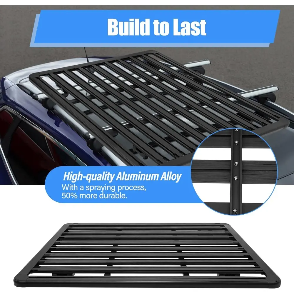 63" x 47.2" Car Roof Rack Universal Car Top Luggage Rack 440LBS Capacity Roof Rack Platform Cargo Carrier Aluminum Alloy Rooftop