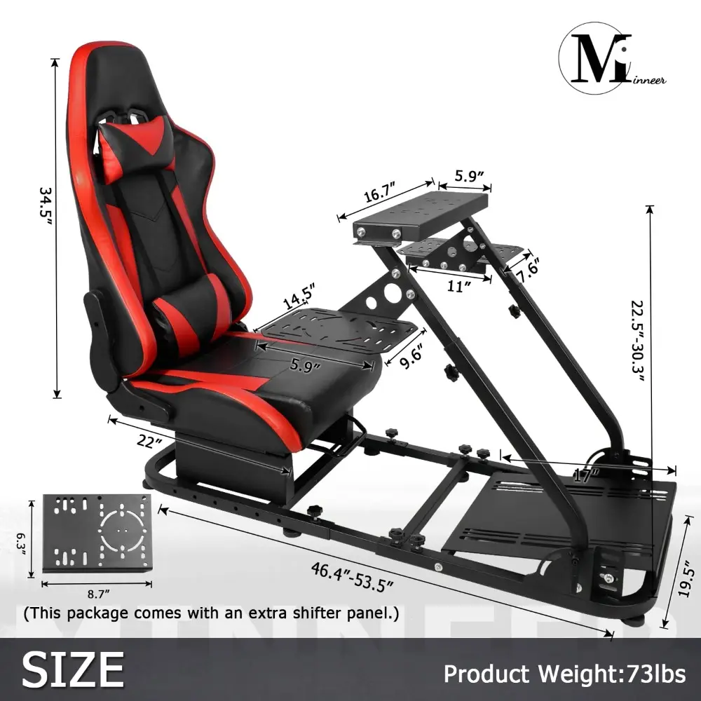 Minneer Foldable Racing Flight Simulation Cockpit with Red Seat Fit for Logitech/Thrustmaster/Fanatec X56 X52 G29 G920 T248,Doub