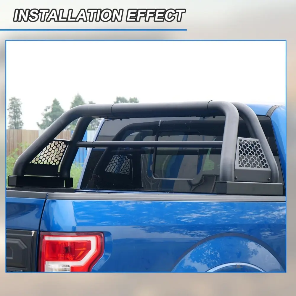Roll Bed Bar for Truck Adjustable Chase Rack Roll Bar with Light Mount Universal Sport Bar Fits Full Size Pickup Truck