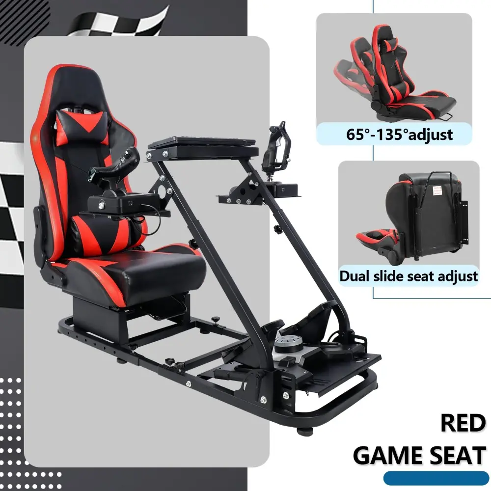 Minneer Foldable Racing Flight Simulation Cockpit with Red Seat Fit for Logitech/Thrustmaster/Fanatec X56 X52 G29 G920 T248,Doub