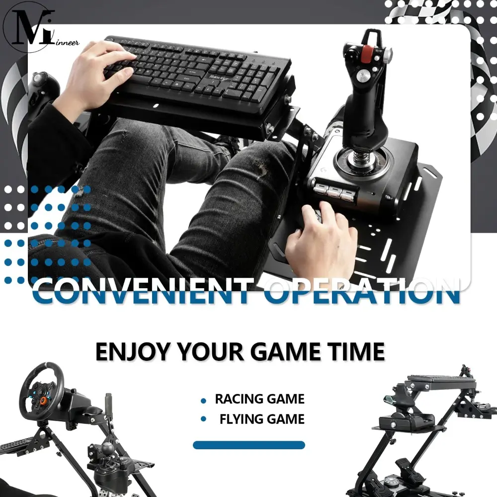 Minneer Foldable Racing Flight Simulation Cockpit with Red Seat Fit for Logitech/Thrustmaster/Fanatec X56 X52 G29 G920 T248,Doub