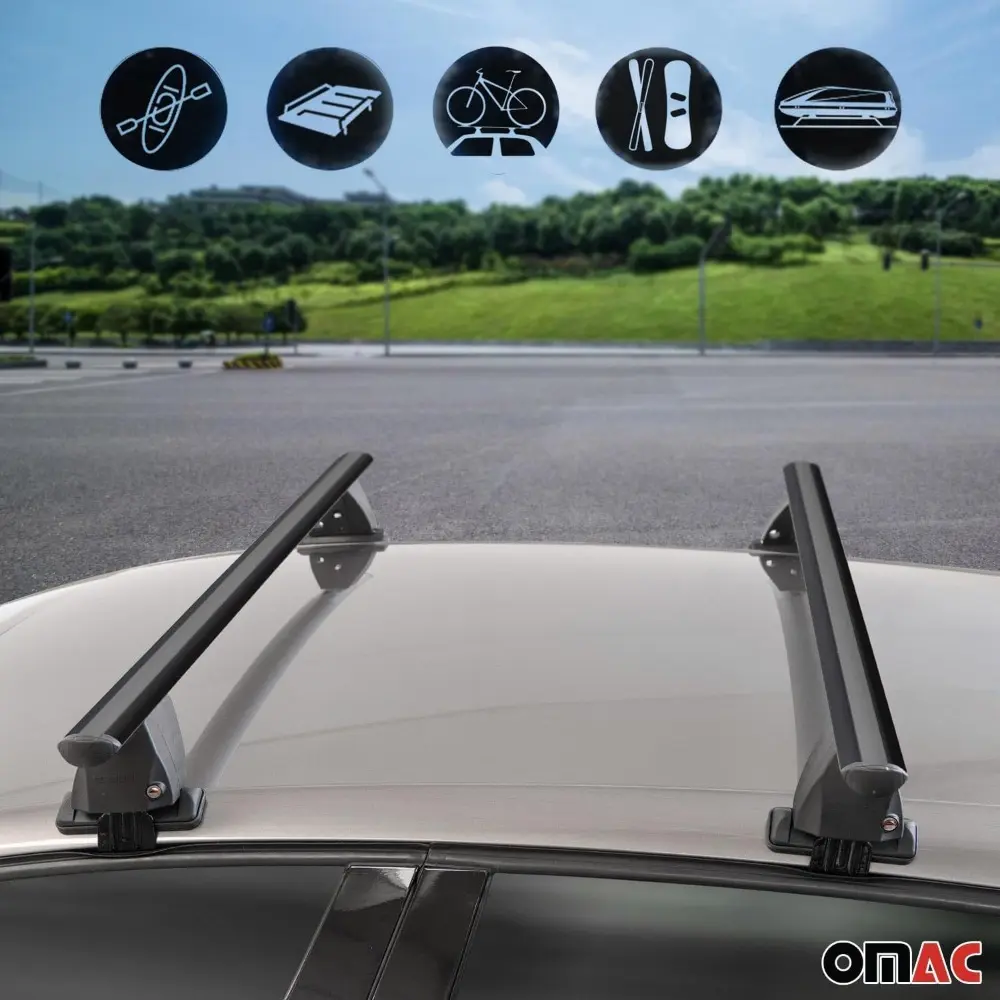 Top Roof Racks Cross Bars fits Hyundai Accent 2018-2022 Sedan 2 Pcs Black Aluminium Anti-Theft for Travel Kayak Canoe Surf Ski