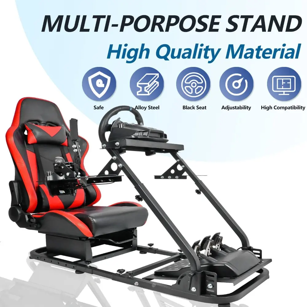 Minneer Foldable Racing Flight Simulation Cockpit with Red Seat Fit for Logitech/Thrustmaster/Fanatec X56 X52 G29 G920 T248,Doub