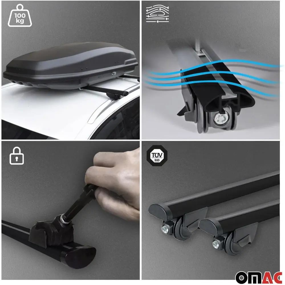 Beamar Roof Rack Cross Bars for Car, SUV, Truck, 58 inches, Aluminium, 220 Lbs, Black