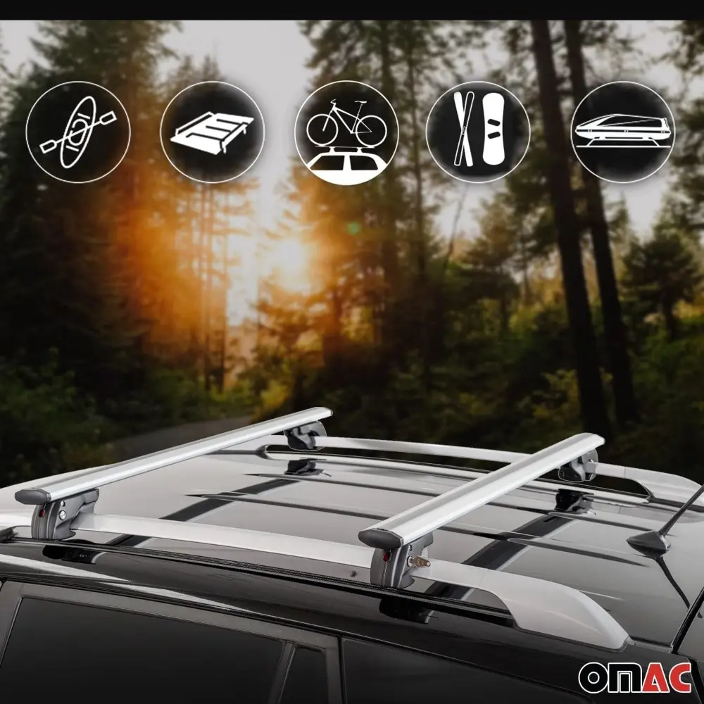 Aluminium Roof Racks Cross Bars Carrier for VW Jetta SportWagen 2011-2014 Gray 2 Pcs Anti-Theft for Travel Kayak Canoe Surf Ski