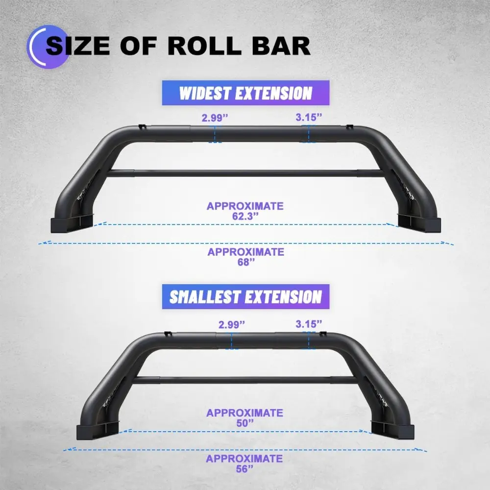 Wolfstorm Roll Bars for Universal Full Size Pickup Trucks, Chase Rack Sport Bar for Trucks Chevrolet S-10 Colorado/GMC Sonoma/Je