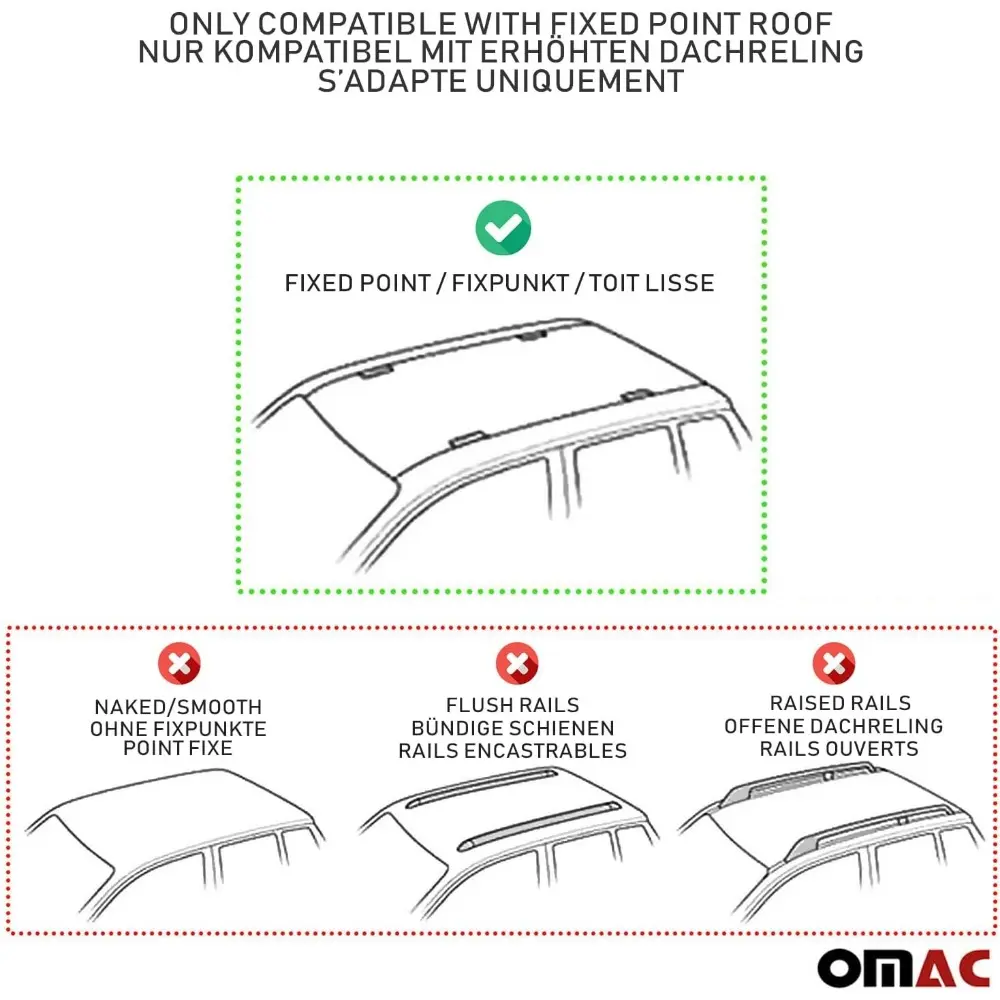 Fix Points Roof Racks Cross Bar for BMW 3 Series G20 G80 2019-2025 Alu Black