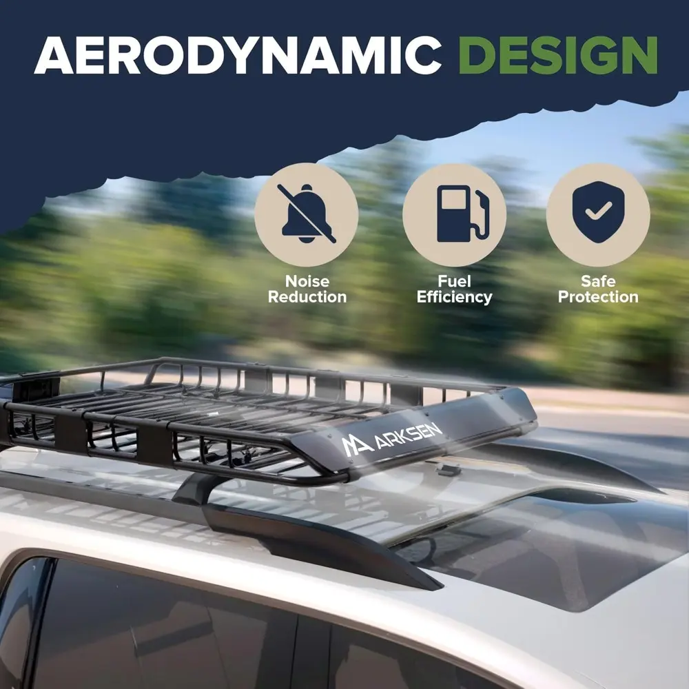 54 x 39 x 5 Inch Upgrade Universal Roof Rack with Waterproof Bag, Cargo Net&2 Ratchet Straps - 250Lbs Capacity Heavy Duty Rooft
