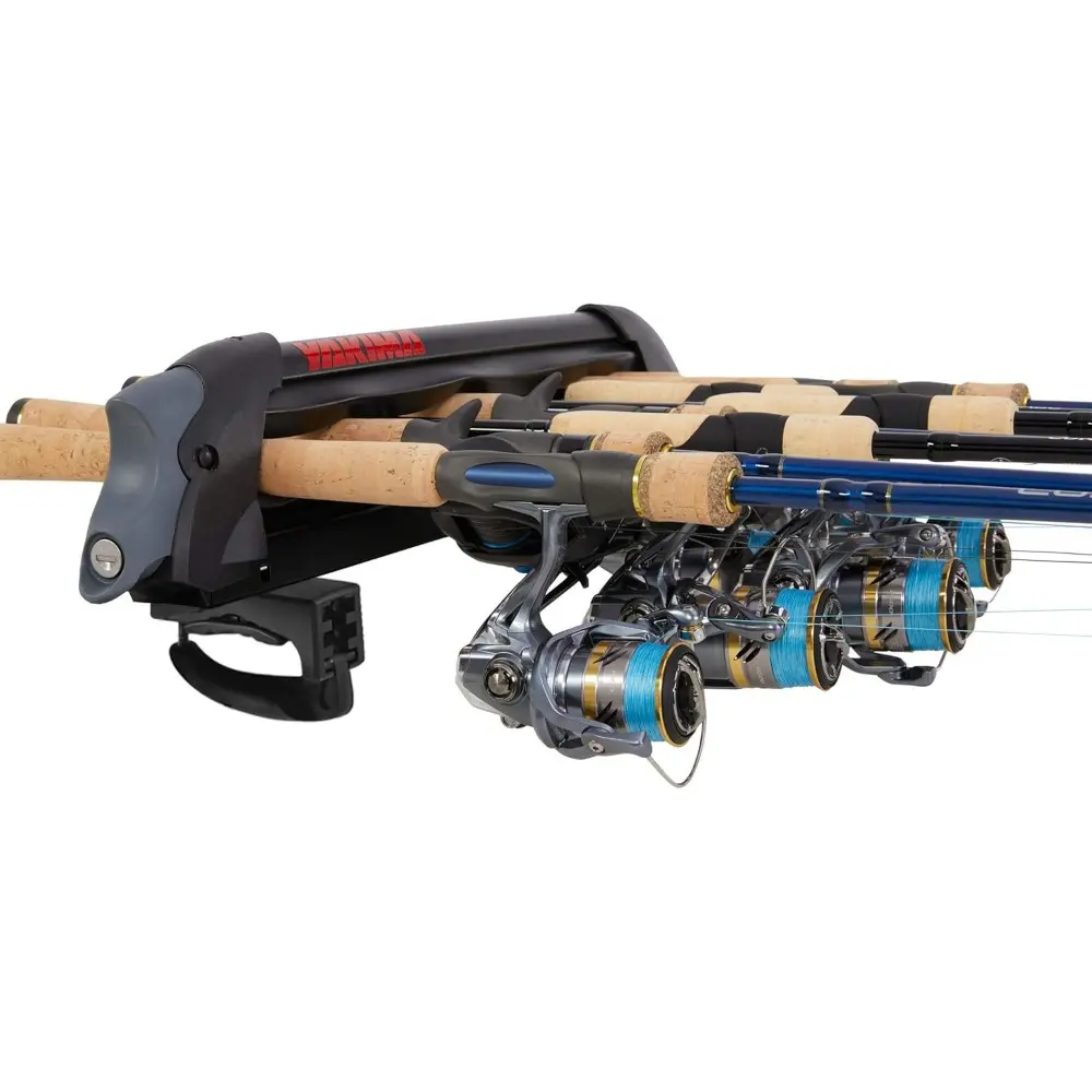Fishing Pole Rod Car Rack Mount, ReelDeal 4 Ski & 2 Snowboard Holder w/ SKS Locks