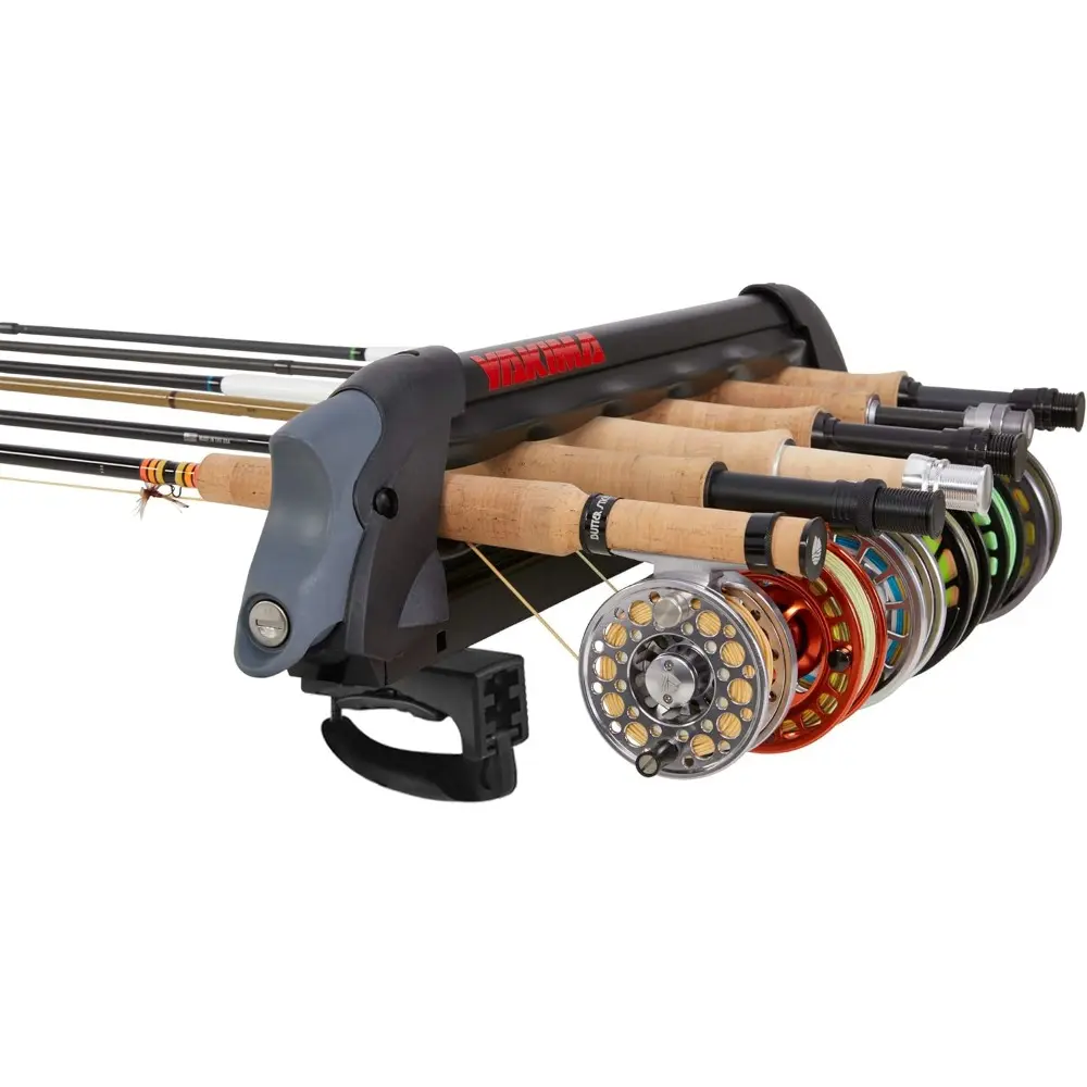 Fishing Pole Rod Car Rack Mount, ReelDeal 4 Ski & 2 Snowboard Holder w/ SKS Locks