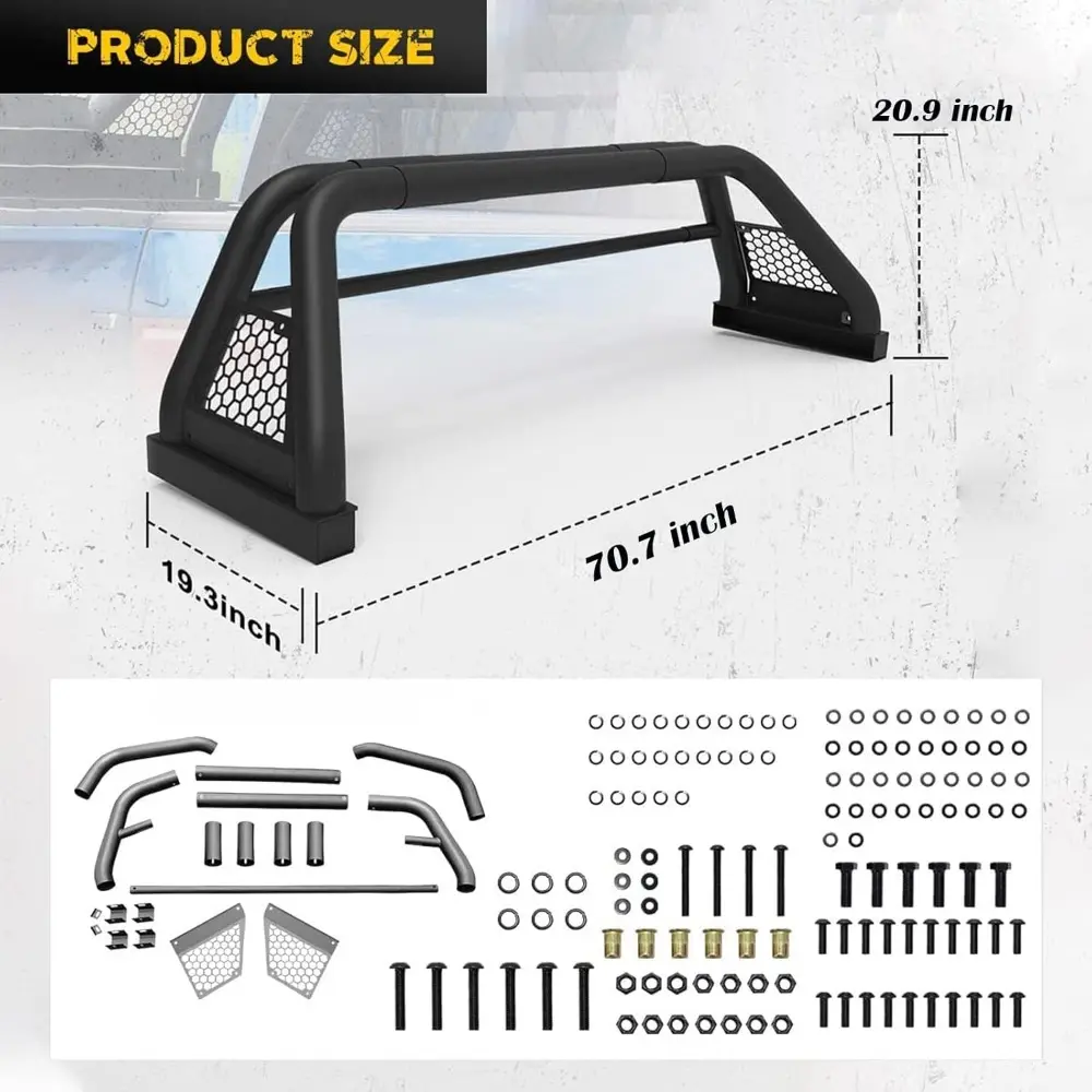 Universal Roll Bar Truck, Adjustable Roll Sport Bed Bar Chase Rack Fits Full Size Pickup Truck Sport Bar for Ford F-150 Chevy Si