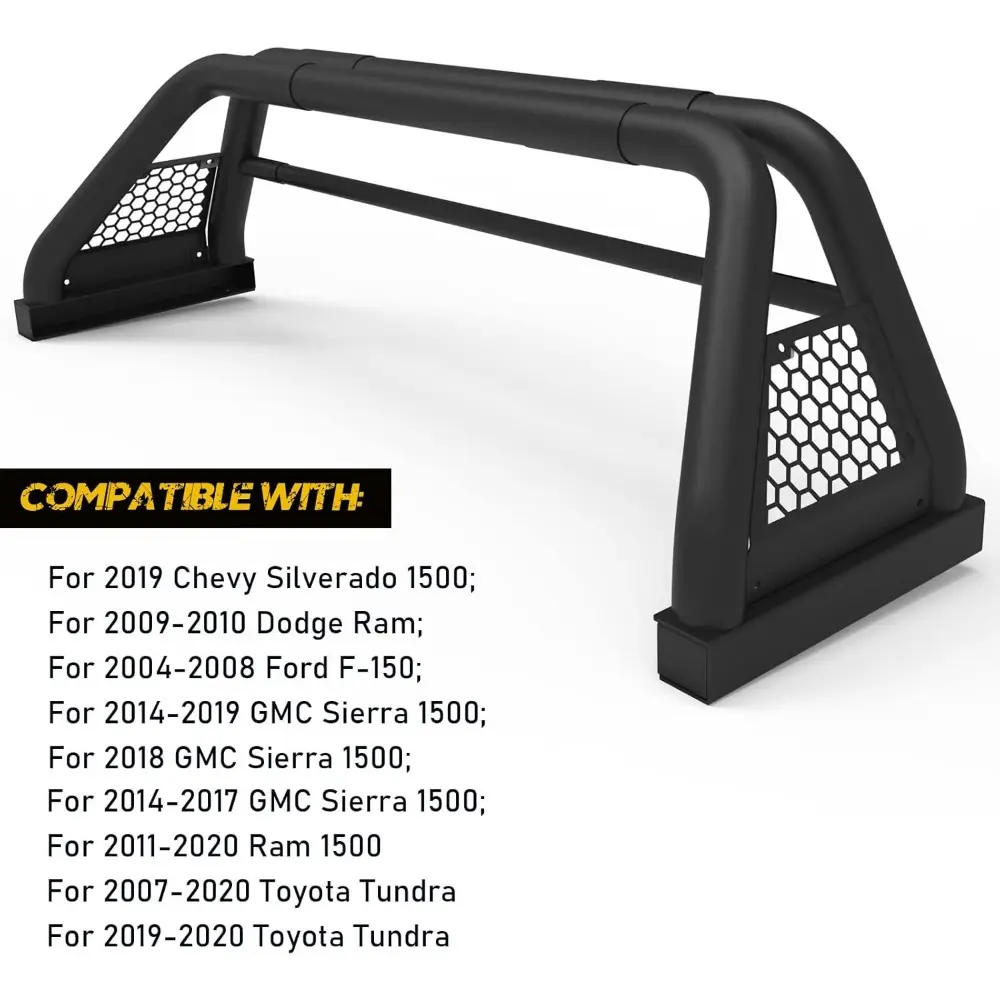 Universal Roll Bar Truck, Adjustable Roll Sport Bed Bar Chase Rack Fits Full Size Pickup Truck Sport Bar for Ford F-150 Chevy Si