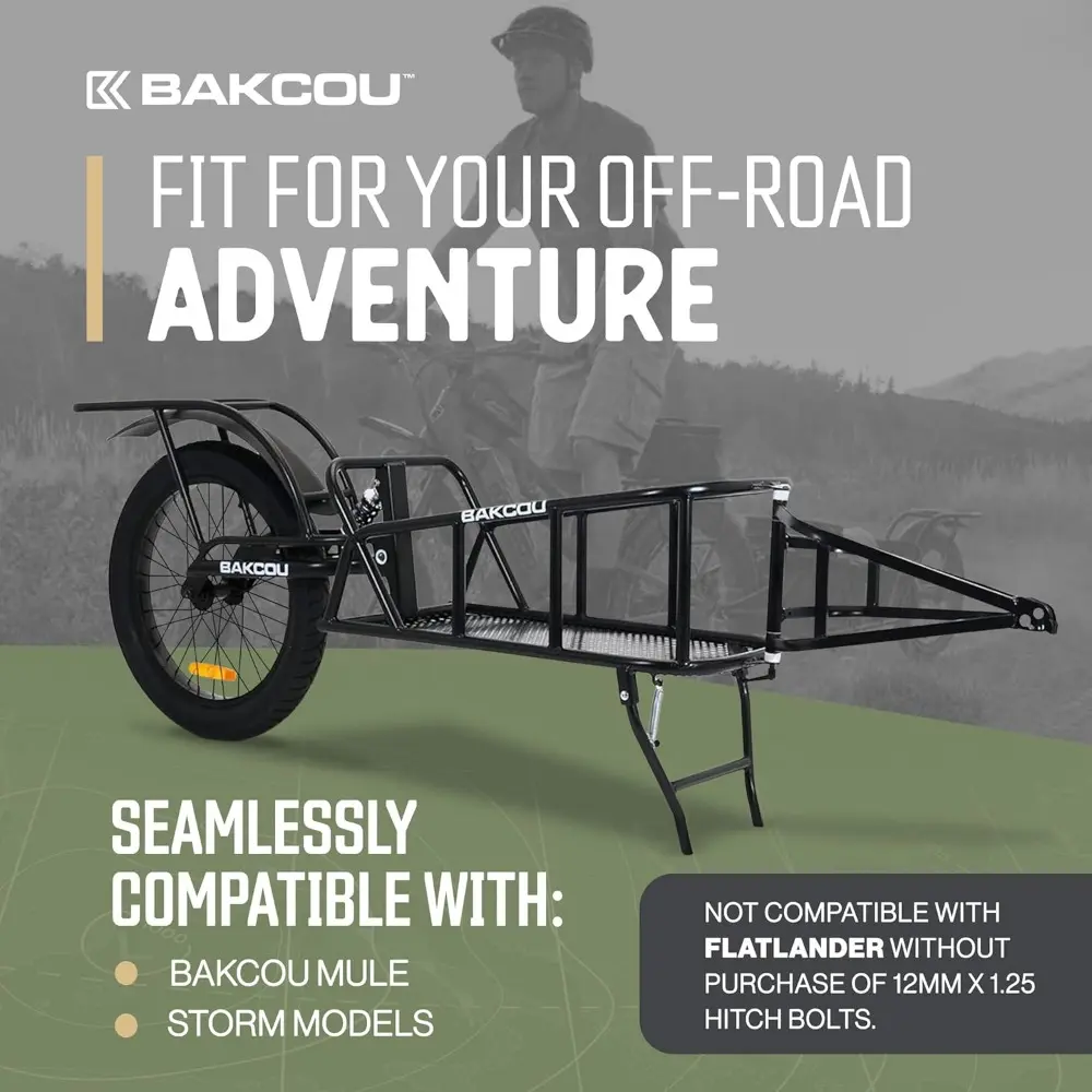- Hunting Cargo eBike Trailer - Single Wheel, Mule-Storm Compatible, 50-90lbs Capacity, 20" Fat Tire, All-Terrain, Canvas Liner