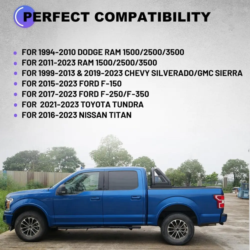 Roll Bar for Truck Sport Bar Chase Rack Fit for 1997-2025 Ford F150 |1994-2010 Dodge RAM 1500/2500/3500|2000-2021 Toyota Tundra