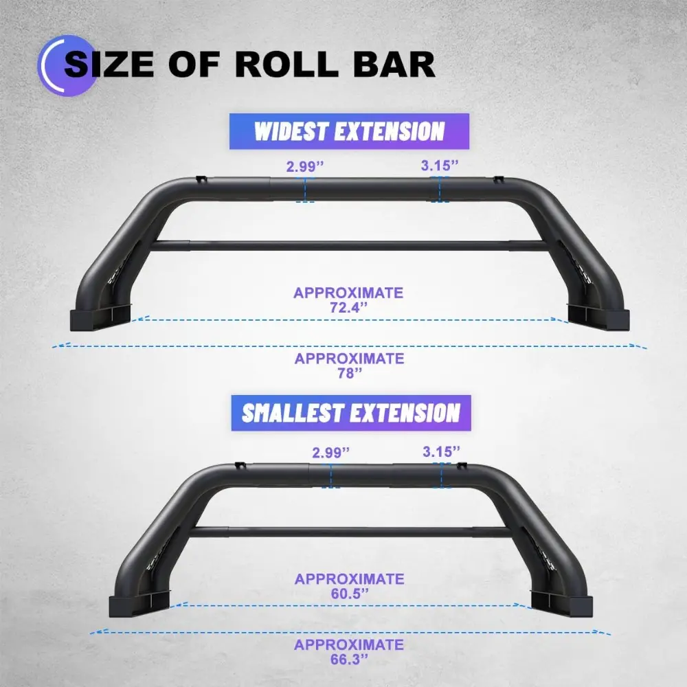 Roll Bar for Truck Sport Bar Chase Rack Fit for 1997-2025 Ford F150 |1994-2010 Dodge RAM 1500/2500/3500|2000-2021 Toyota Tundra