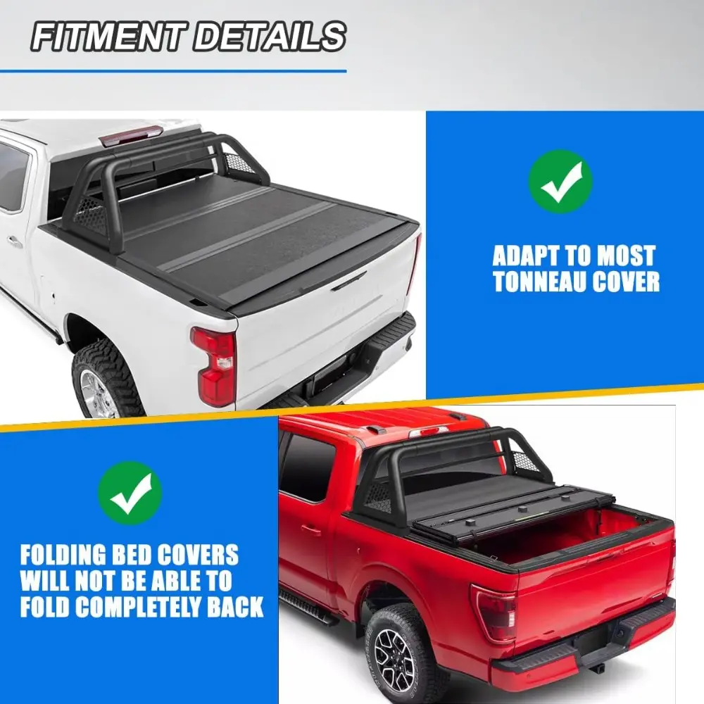 Heavy Duty Universal Roll Bar Fit for Dodge Ram 1500/2500/3500, Chevy Silverado, Ford F-Series, Toyota Tundra, Titan | Q235A Ste