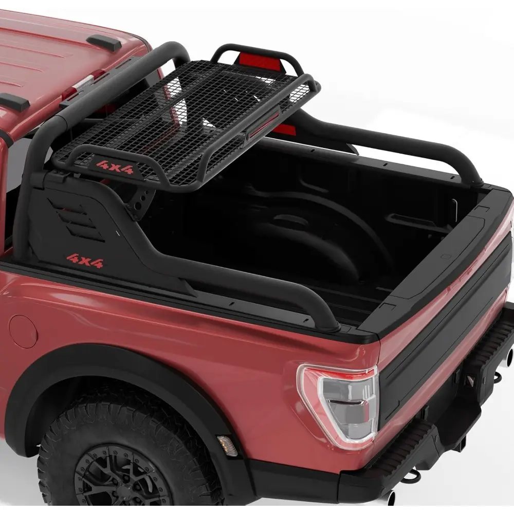 Truck Roll Bar with Cargo Carrier Basket, Adjustable Sport Rack Roll Bars Chase Rack Fit for Ford F-150/F-250/F-350,Dodge Ram,GM