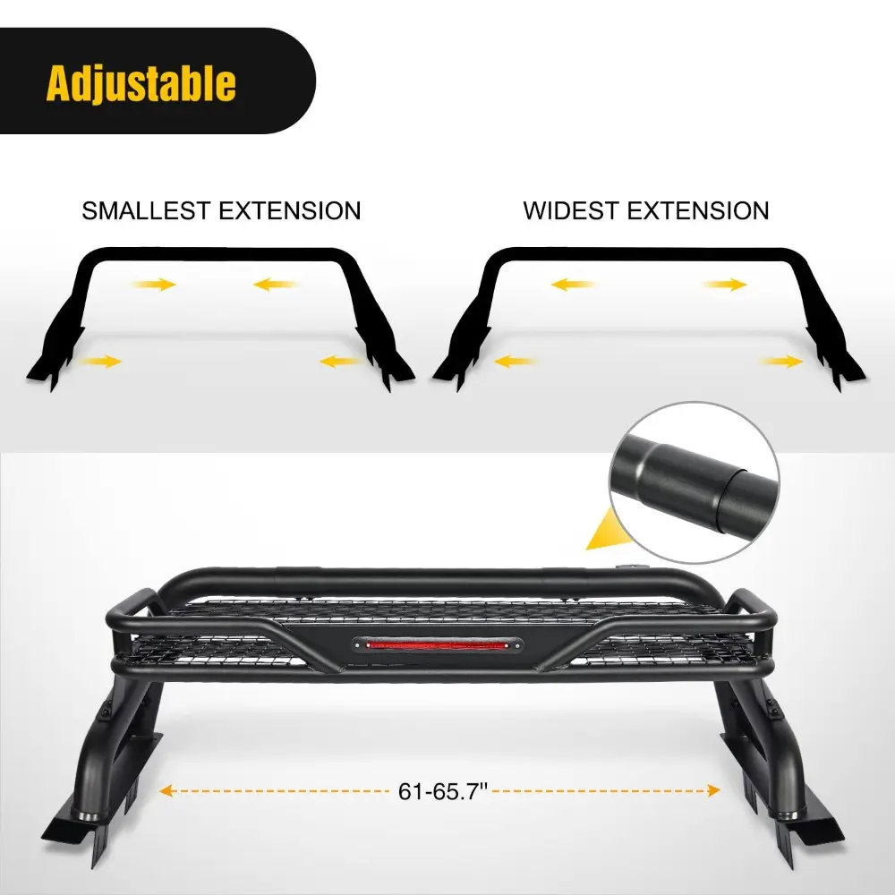 Truck Bed Chase Rack Roll Bar Cargo Carrier Basket for 2002-2023 Dodge Ram1500 2014-2023 Chevrolet Silverado/GMC Sierra1500 201