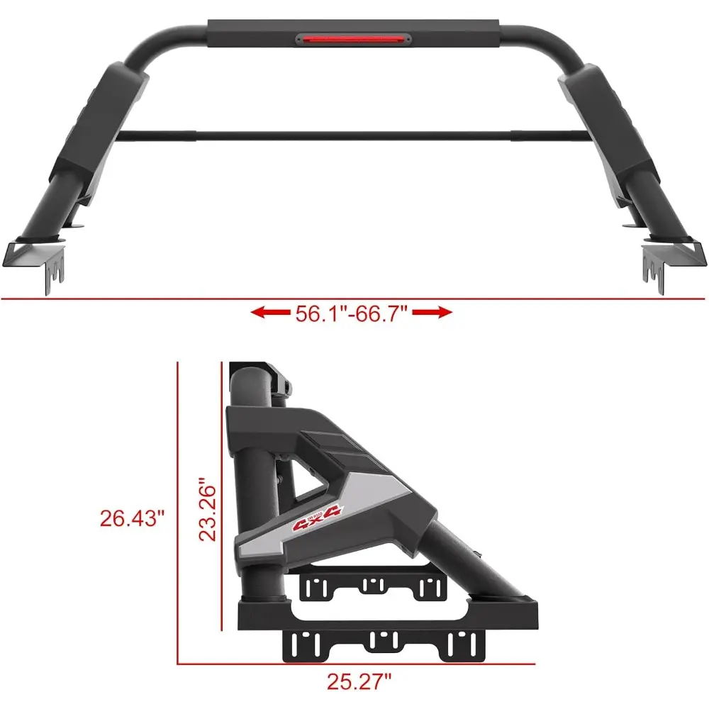 Truck Bed Roll Bar, Universal Sport Roll Bar Adjustable Chase Rack for Pickup Trucks Compatible with Ford F-150/F-250/F-350, Ram