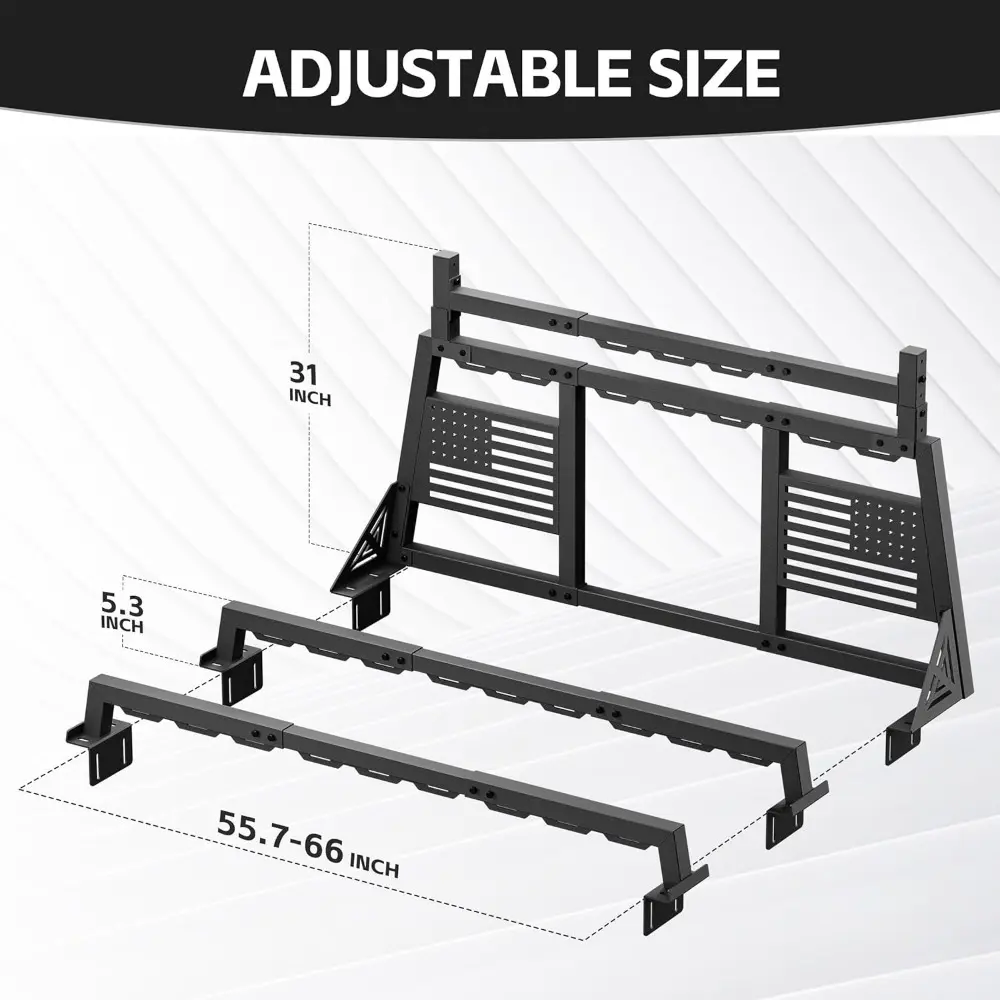 Truck Bed Rack Adjustable Roll Bar Compatible with Ford F150/ Titan/Silverado 1500 & GMC Sierra 1500/ Frontier/Toyota Tundra/Che