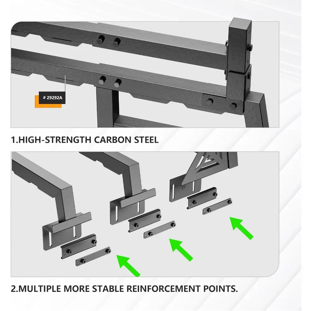 Truck Bed Rack Adjustable Roll Bar Compatible with Ford F150/ Titan/Silverado 1500 & GMC Sierra 1500/ Frontier/Toyota Tundra/Che