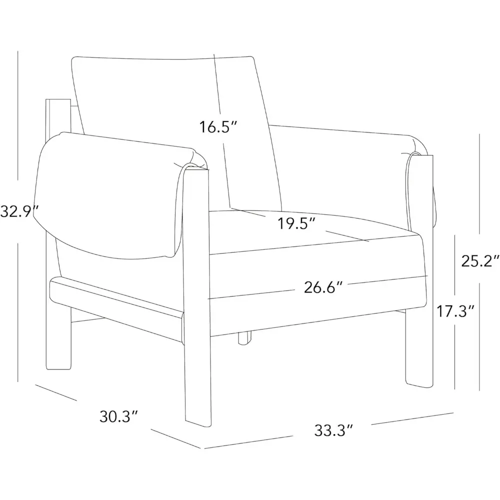 Mid-Century Modern Linen Fabric Accent Chair with Solid Wood Frame for Living Spaces
