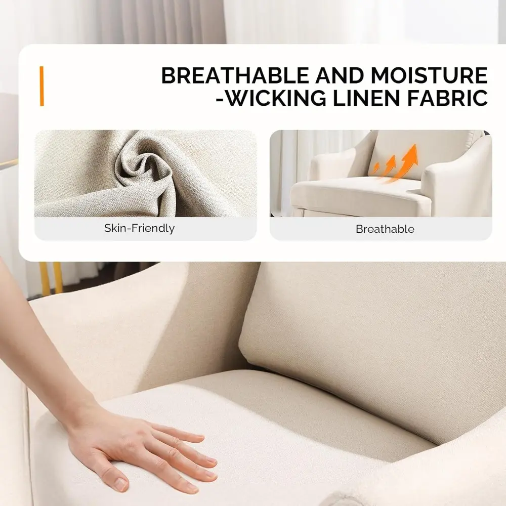 Beige Linen Fabric Accent Chairs, Modern Upholstered Pair for Comfortable Living and Bedroom Spaces