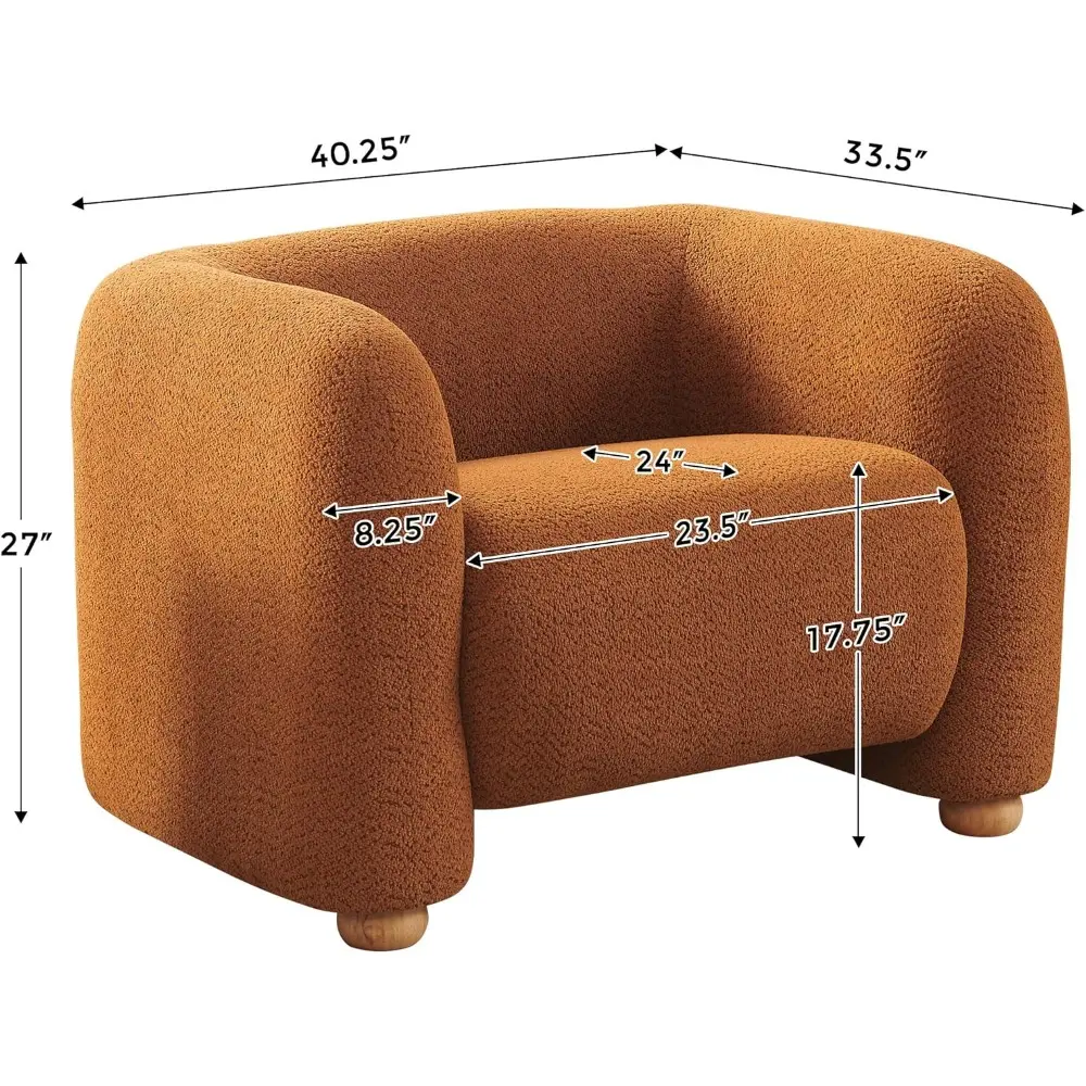 Mid-Century Style Upholstered Chair, Comfortable Button-Tufted Armchair with Wooden Legs for Living Room or Bedroom Use