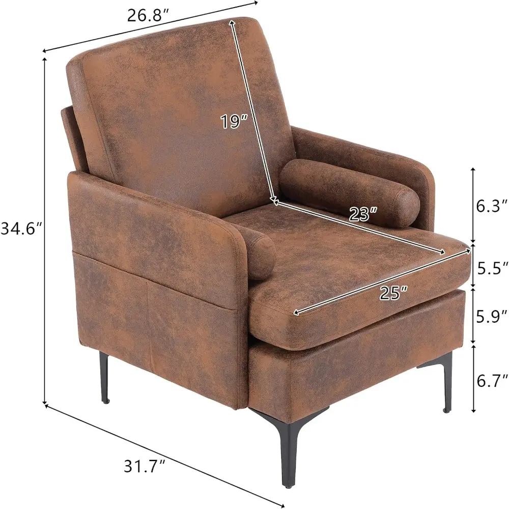 Rustic 2-Piece Accent Chair Set - Comfortable Cross-Legged Reading Chairs with Upholstered Sofa Armchairs for Cozy Corner Seatin
