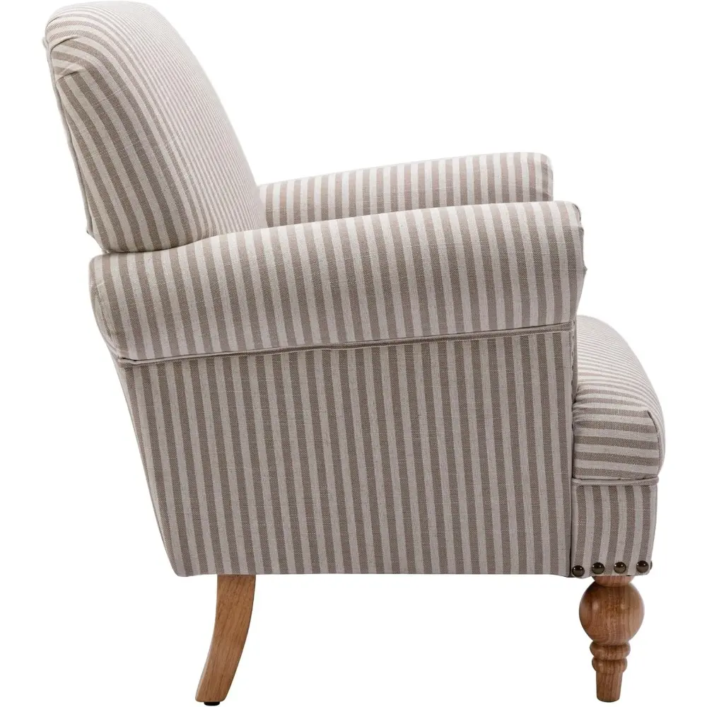 Modern Linen Upholstered Wide Armchair: Comfortable Reading Lounge Chair for Bedroom or Living Room