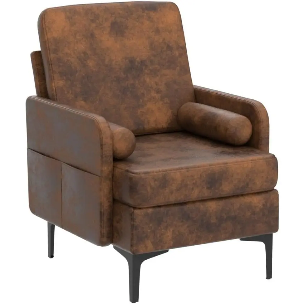 Rustic 2-Piece Accent Chair Set - Comfortable Cross-Legged Reading Chairs with Upholstered Sofa Armchairs for Cozy Corner Seatin