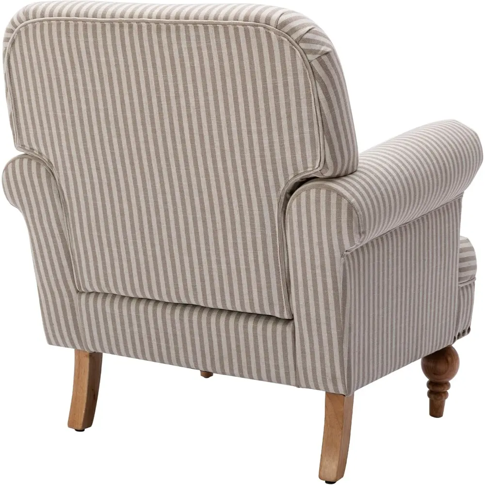 Modern Linen Upholstered Wide Armchair: Comfortable Reading Lounge Chair for Bedroom or Living Room