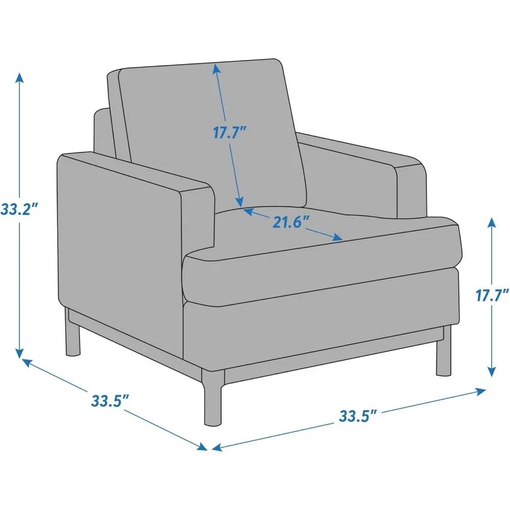 Contemporary Plush Single Sofa Chair with Wooden Legs, Oversized Reading Chair for Living Room, Upholstered Accent Furniture