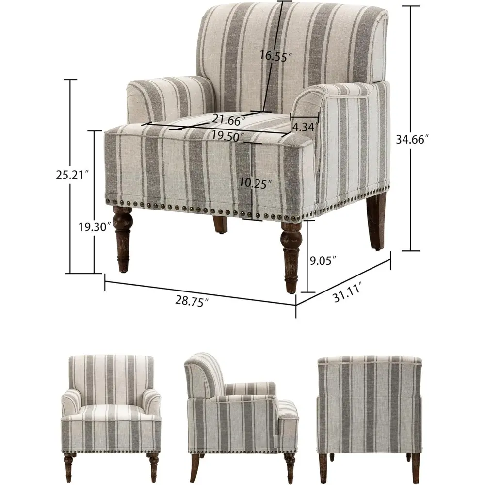 Mid-Century Modern Linen-Clothed Comfortable Armchair for Living Spaces and Reading Nooks in Apartments