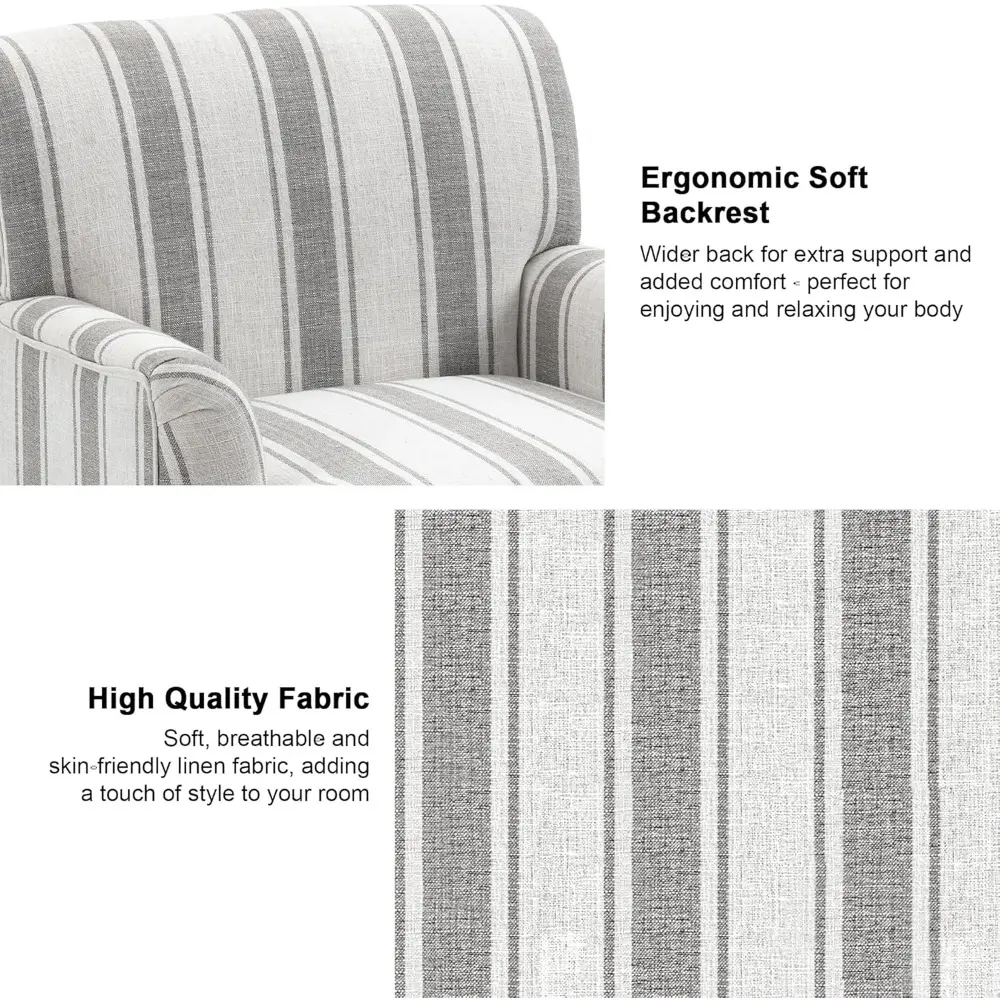 Mid-Century Modern Linen-Clothed Comfortable Armchair for Living Spaces and Reading Nooks in Apartments
