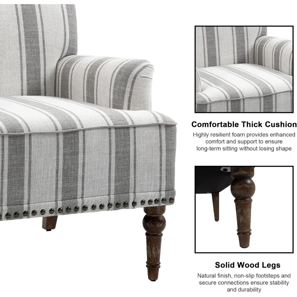 Mid-Century Modern Linen-Clothed Comfortable Armchair for Living Spaces and Reading Nooks in Apartments