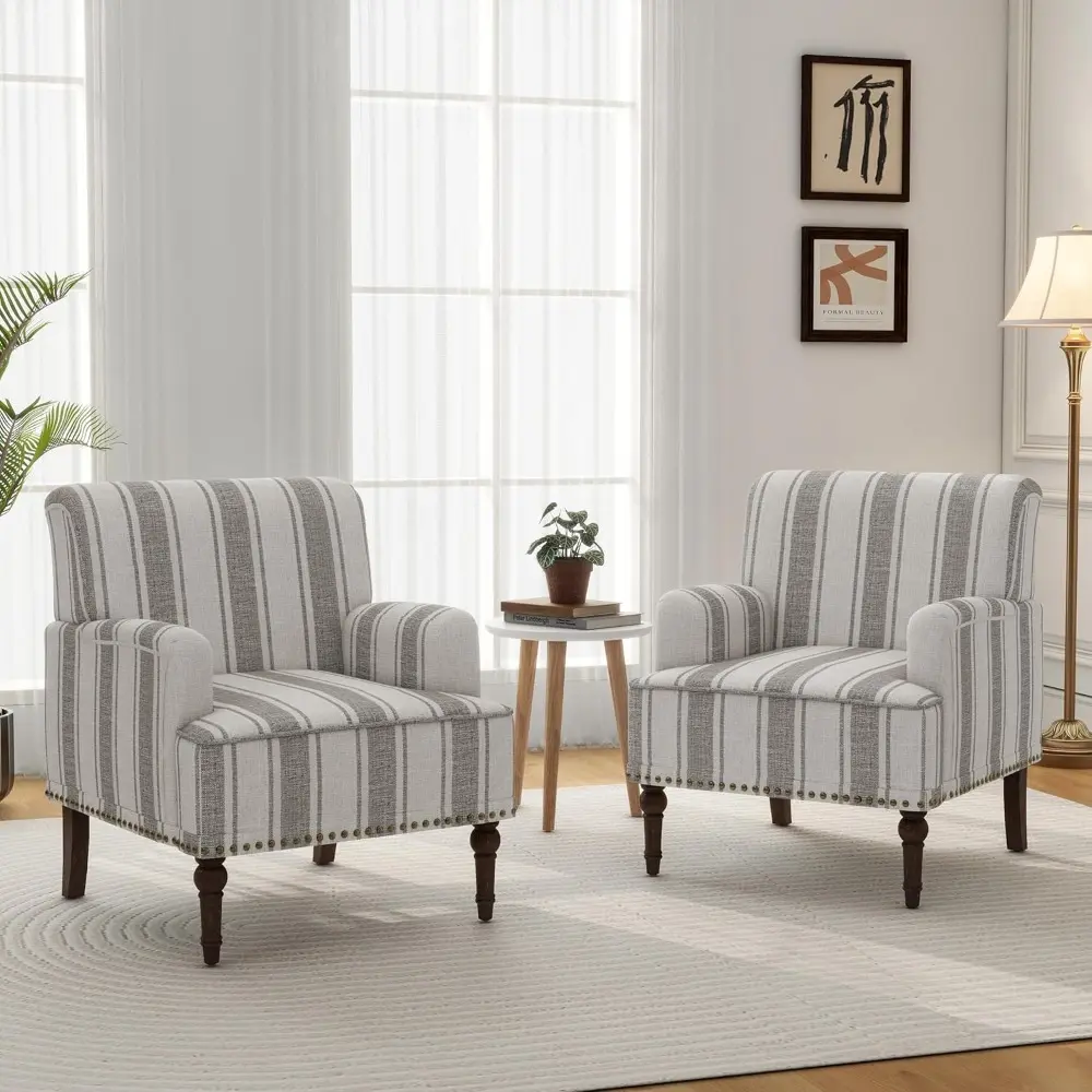 Mid-Century Modern Linen-Clothed Comfortable Armchair for Living Spaces and Reading Nooks in Apartments