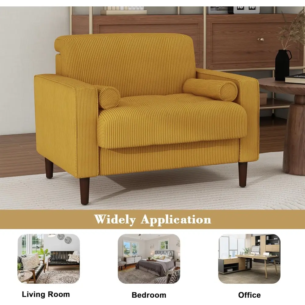 Pair of Large Velvet Mid-Century Modern Accent Chairs for Living Room and Bedroom Reading