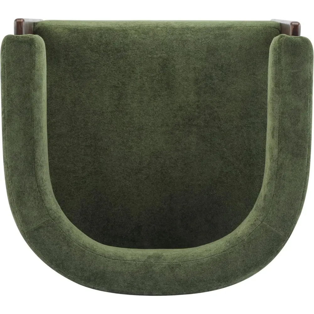 Mid-Century Velvet Barrel-Back Accent Chair with Walnut Legs