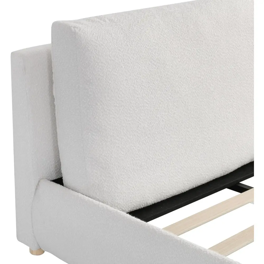 Merax King-Size Fabric Bed with Pillow Headboard and Solid Wood Frame