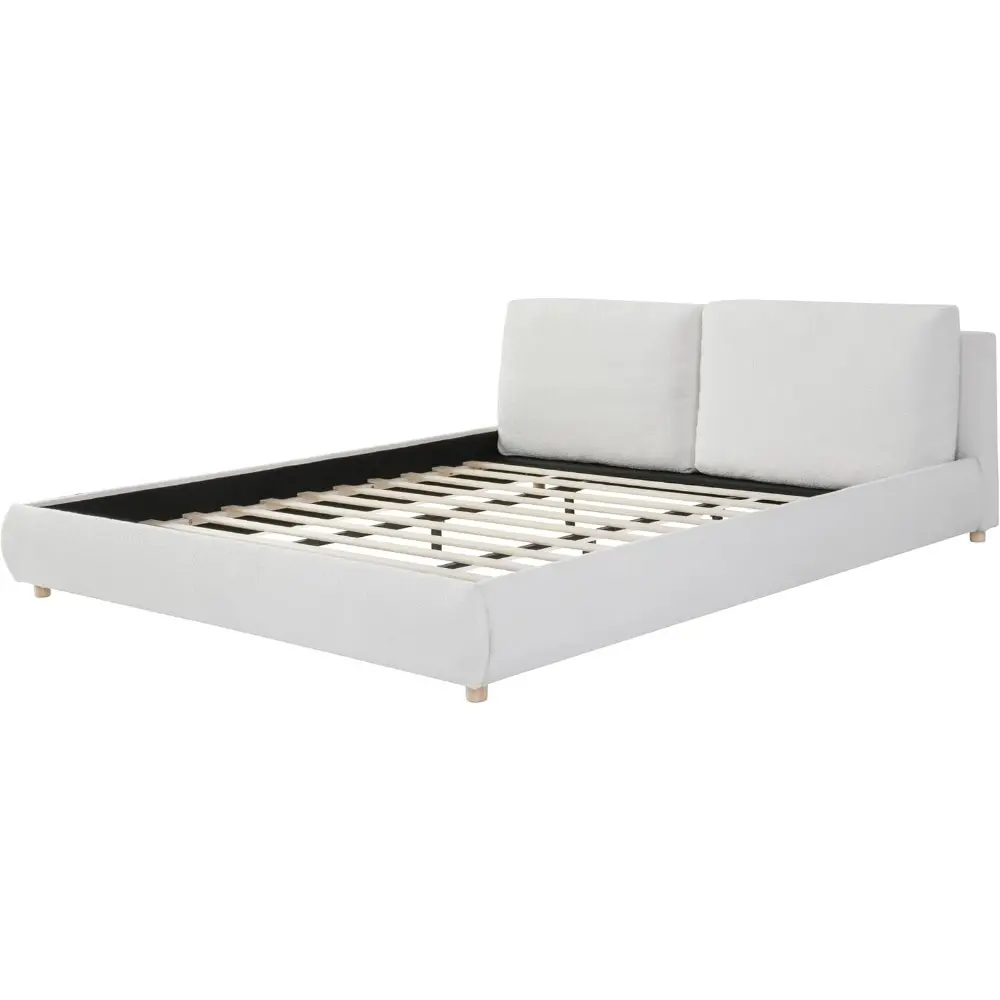 Merax King-Size Fabric Bed with Pillow Headboard and Solid Wood Frame