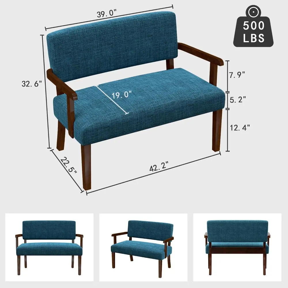 "2-Seat Accent Chair with Soft Cushions and Armrests for Living, Dining, Reading, and Waiting Areas"